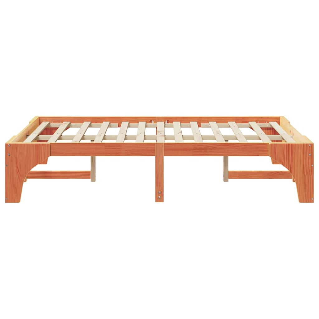 vidaXL Ramka łóżka Brązowy 140 x 190 cm Lite drewno sosnowe
