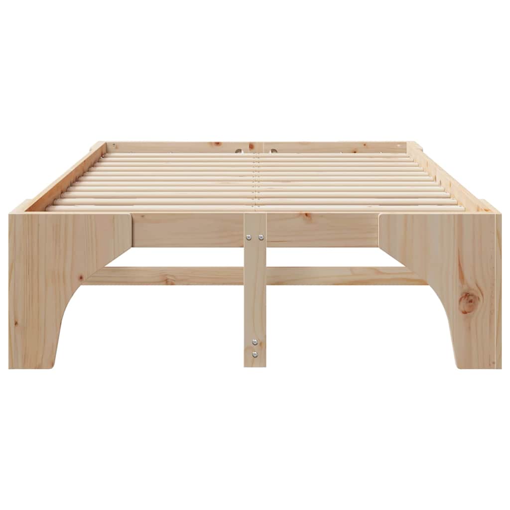vidaXL Ramka łóżka Brązowy 135 x 190 cm Lite drewno sosnowe