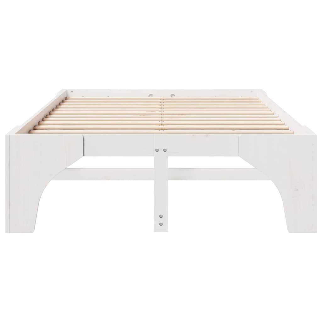vidaXL Ramka łóżka Biały 135 x 190 cm Lite drewno sosnowe