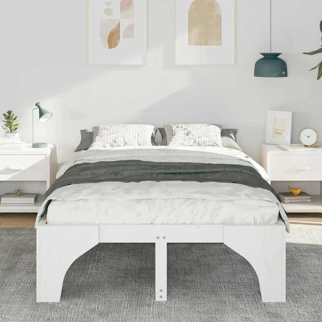 vidaXL Ramka łóżka Biały 120 x 190 cm Lite drewno sosnowe