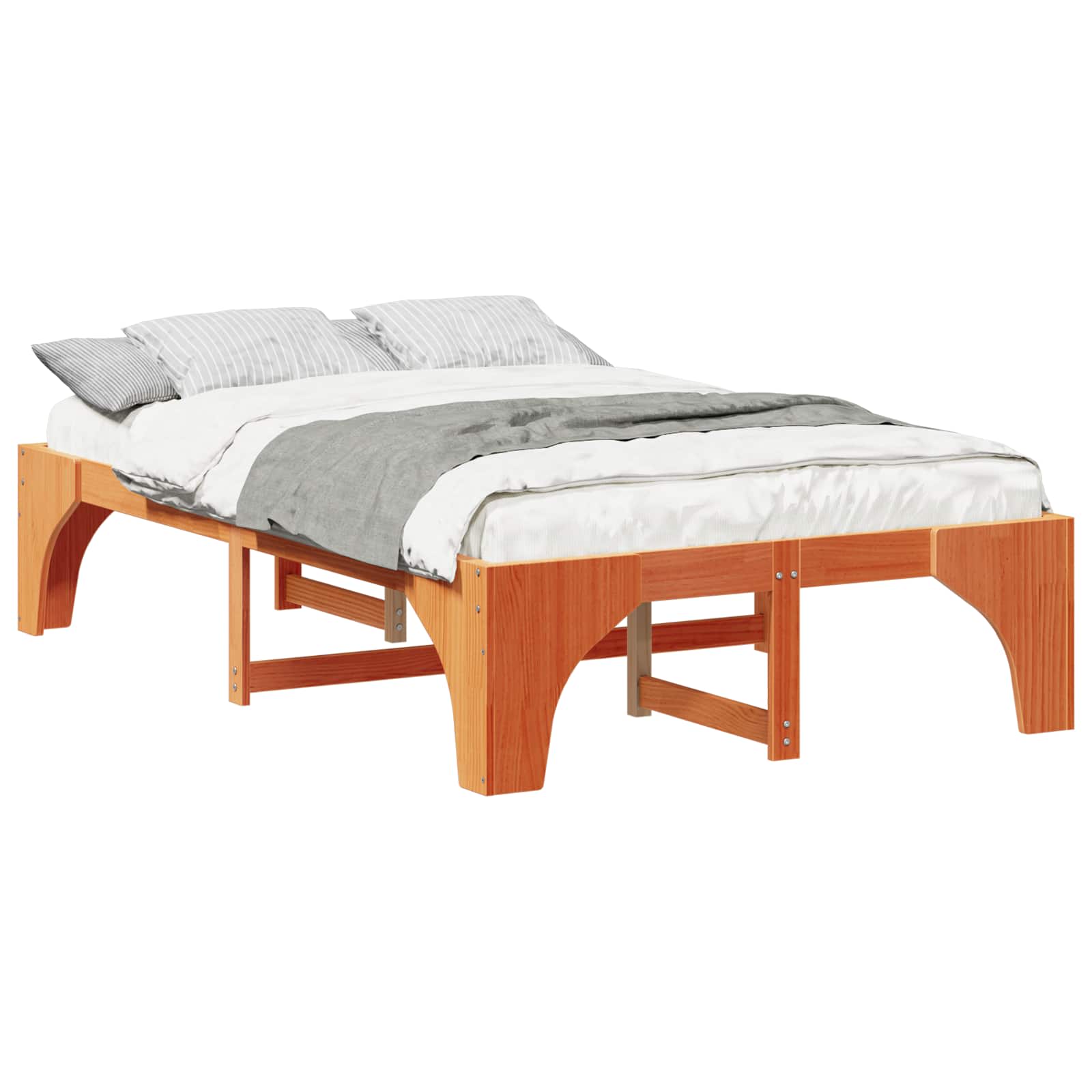 vidaXL Ramka łóżka Brązowy 120 x 190 cm Lite drewno sosnowe