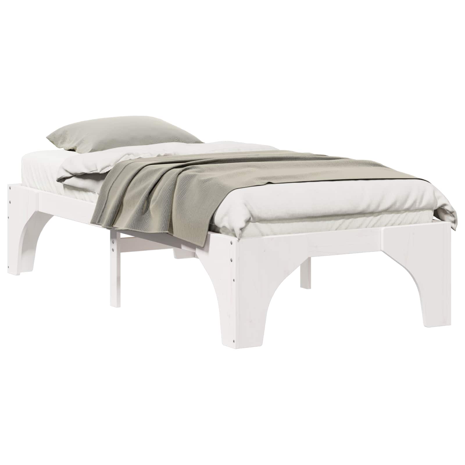 vidaXL Ramka łóżka Biały 90 x 200 cm Lite drewno sosnowe