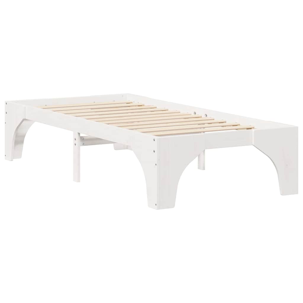 vidaXL Ramka łóżka Biały 90 x 200 cm Lite drewno sosnowe