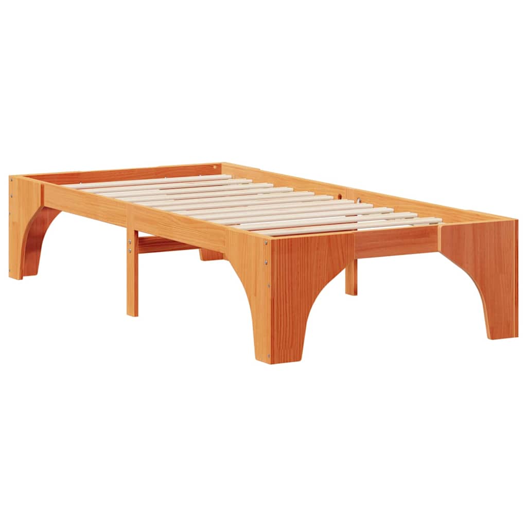 vidaXL Ramka łóżka Brązowy 90 x 200 cm Lite drewno sosnowe