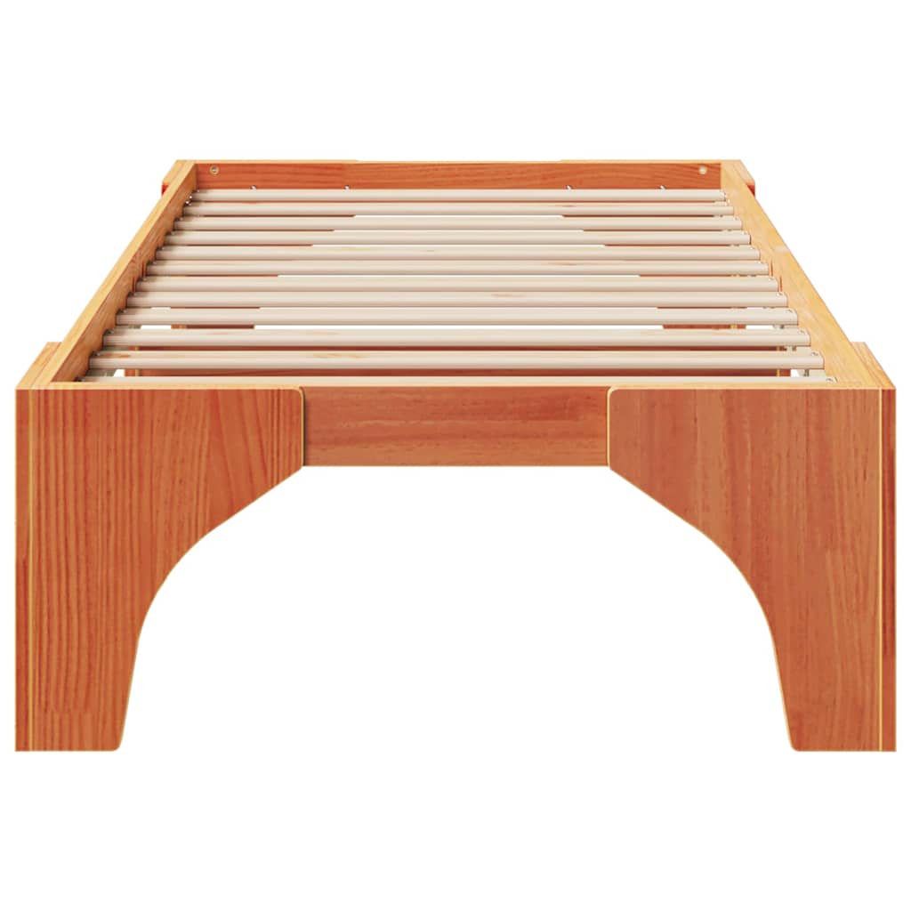 vidaXL Ramka łóżka Brązowy 90 x 200 cm Lite drewno sosnowe