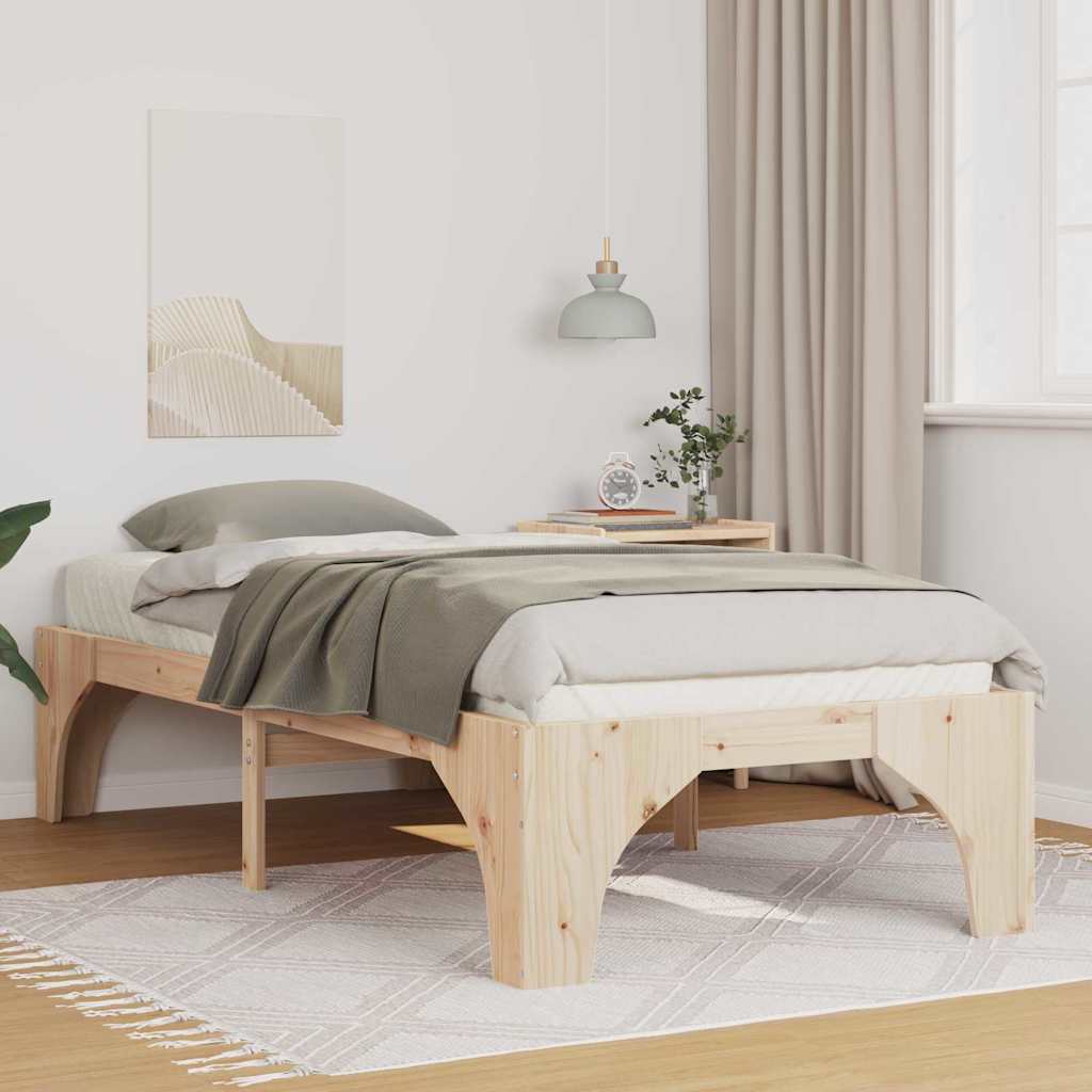 vidaXL Ramka łóżka Brązowy 90 x 190 cm Lite drewno sosnowe
