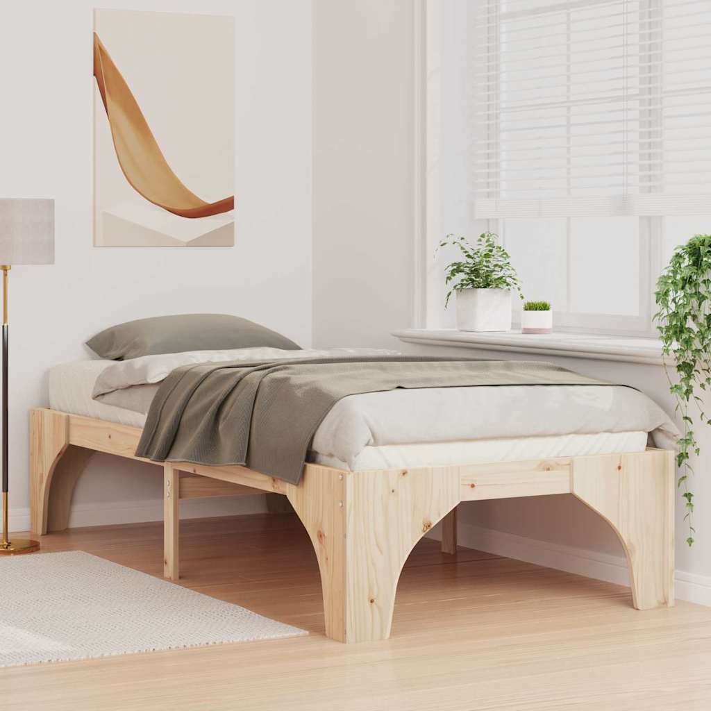 vidaXL Ramka łóżka Brązowy 90 x 190 cm Lite drewno sosnowe