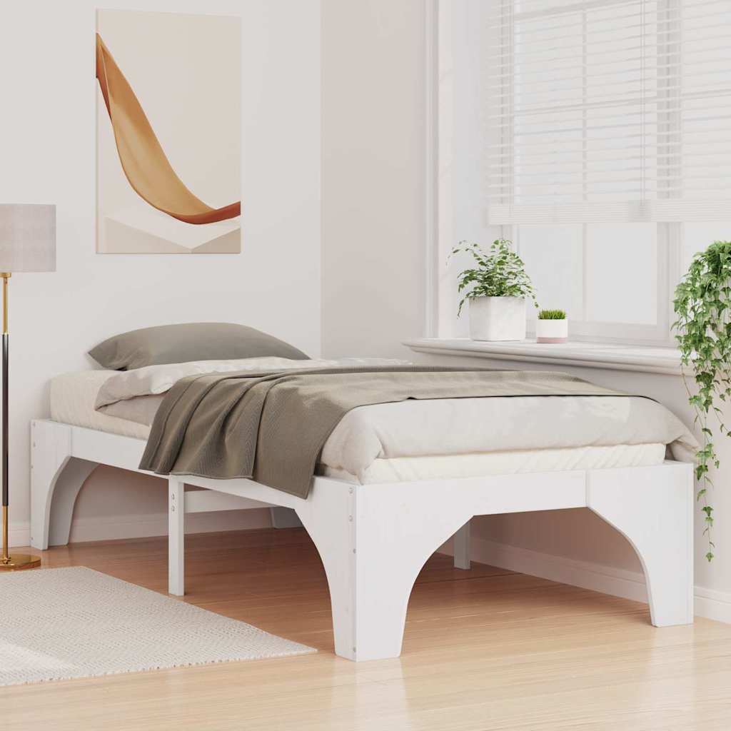 vidaXL Ramka łóżka Biały 90 x 190 cm Lite drewno sosnowe