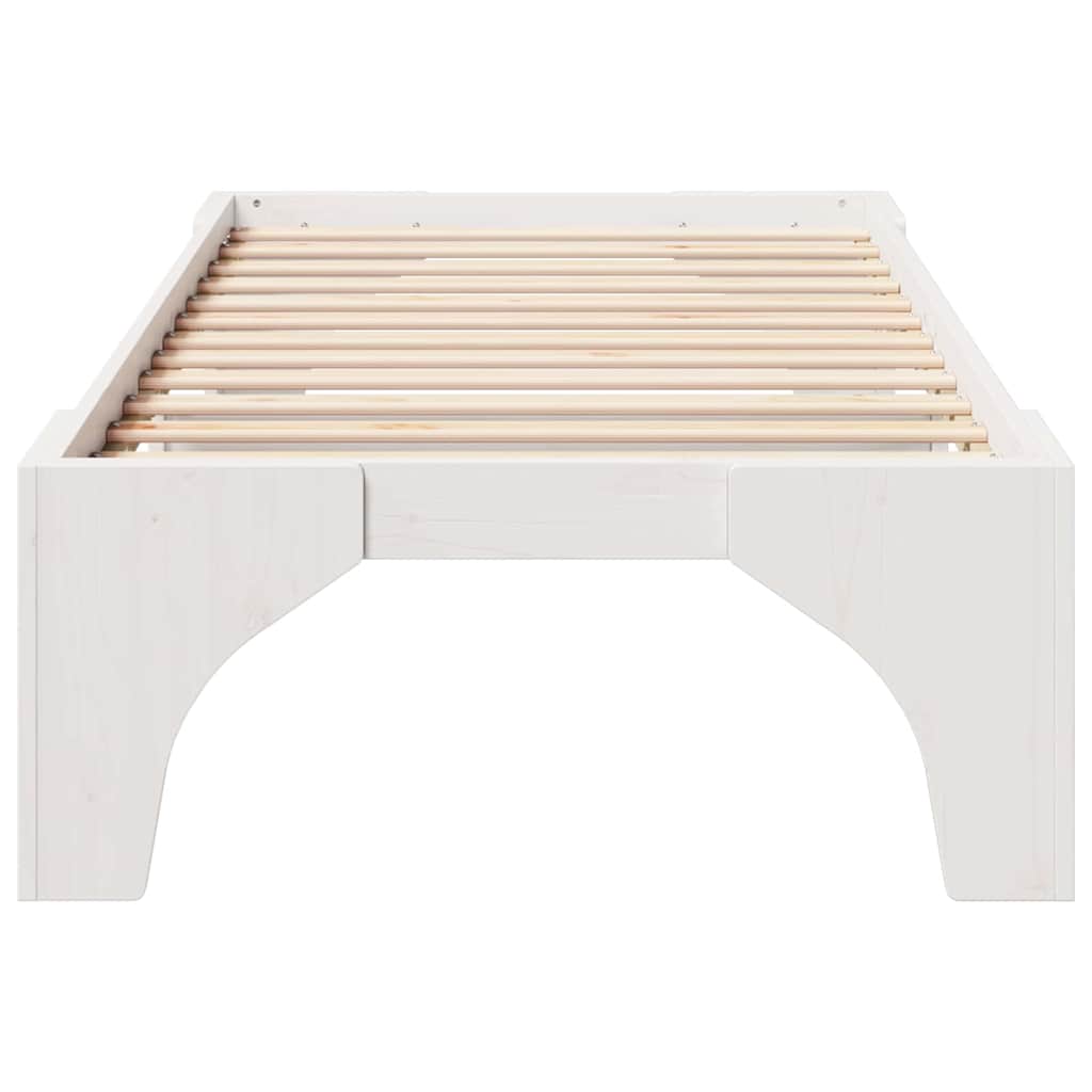 vidaXL Ramka łóżka Biały 75 x 190 cm Lite drewno sosnowe