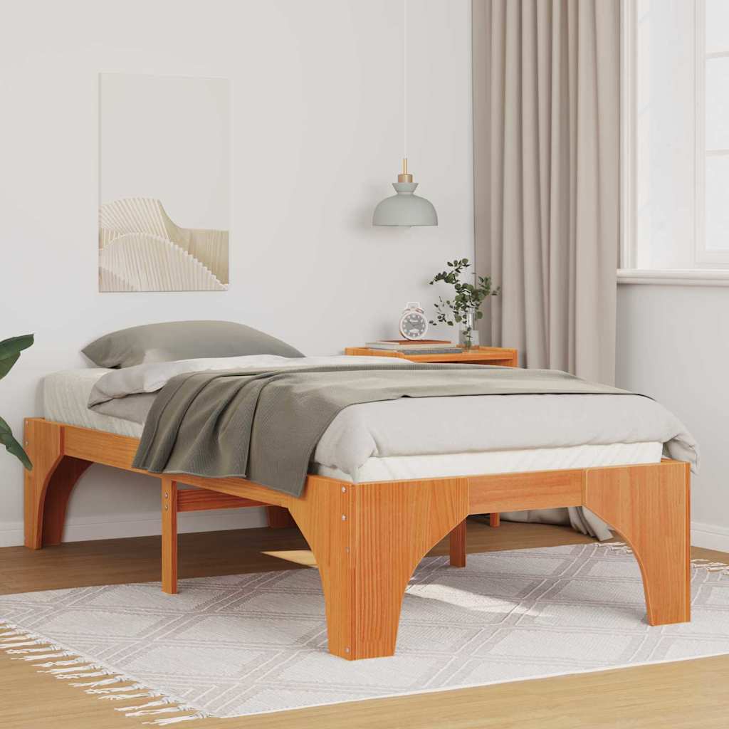vidaXL Ramka łóżka Brązowy 75 x 190 cm Lite drewno sosnowe