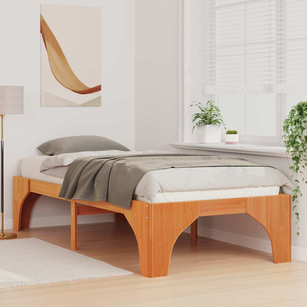 vidaXL Ramka łóżka Brązowy 75 x 190 cm Lite drewno sosnowe