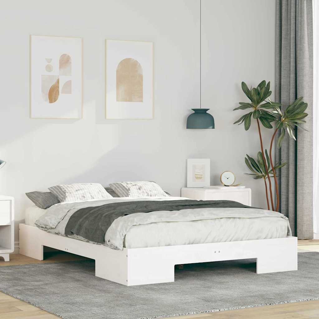 vidaXL Ramka łóżka Biały 135 x 190 cm
