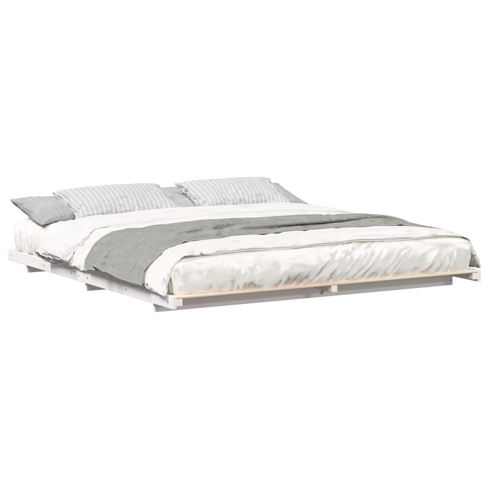 vidaXL Ramka łóżka Biały 200 x 200 cm Lite drewno sosnowe