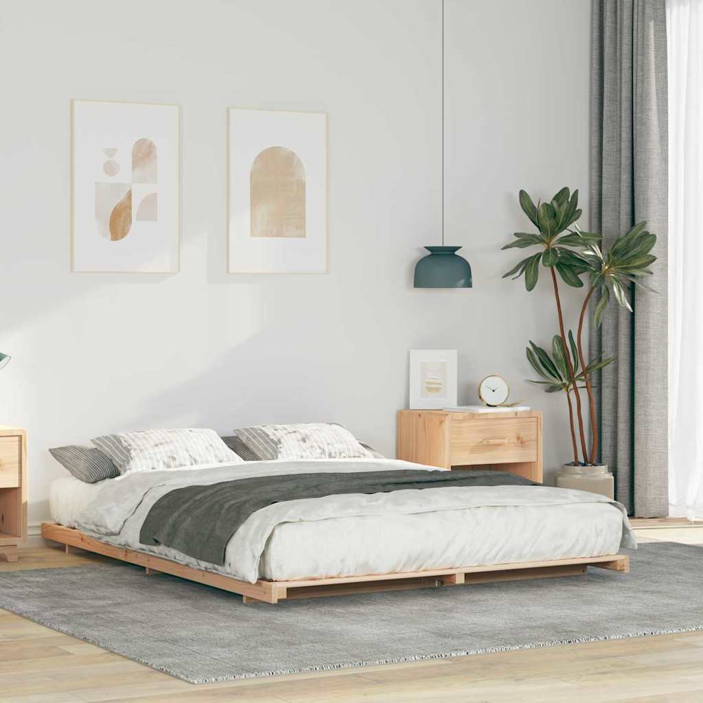 vidaXL Ramka łóżka Brązowy 150 x 200 cm Lite drewno sosnowe
