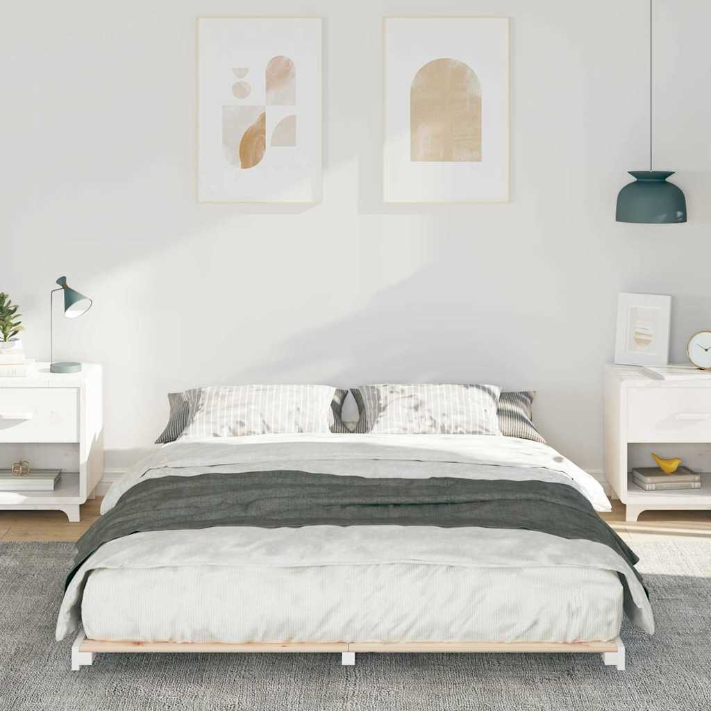 vidaXL Ramka łóżka Biały 140 x 200 cm Lite drewno sosnowe