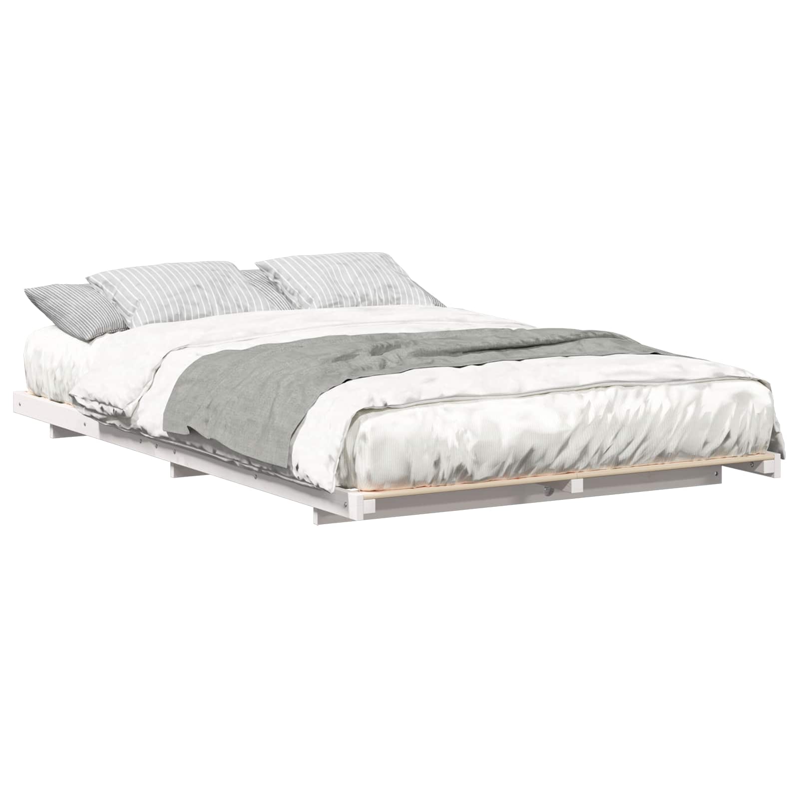 vidaXL Ramka łóżka Biały 140 x 190 cm Lite drewno sosnowe