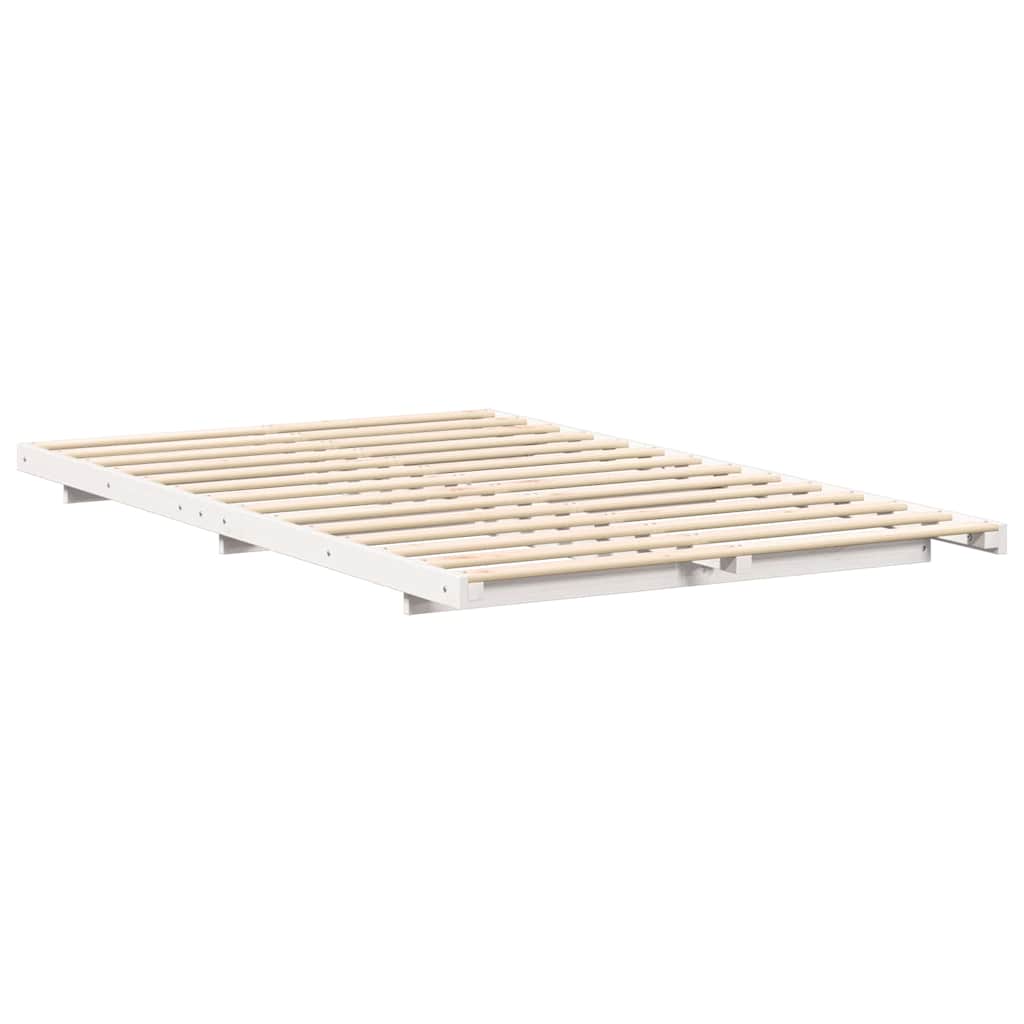vidaXL Ramka łóżka Biały 140 x 190 cm Lite drewno sosnowe