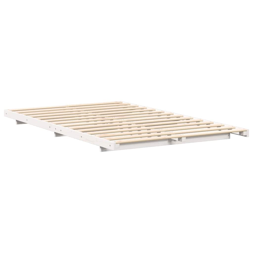 vidaXL Ramka łóżka Biały 140 x 190 cm Lite drewno sosnowe