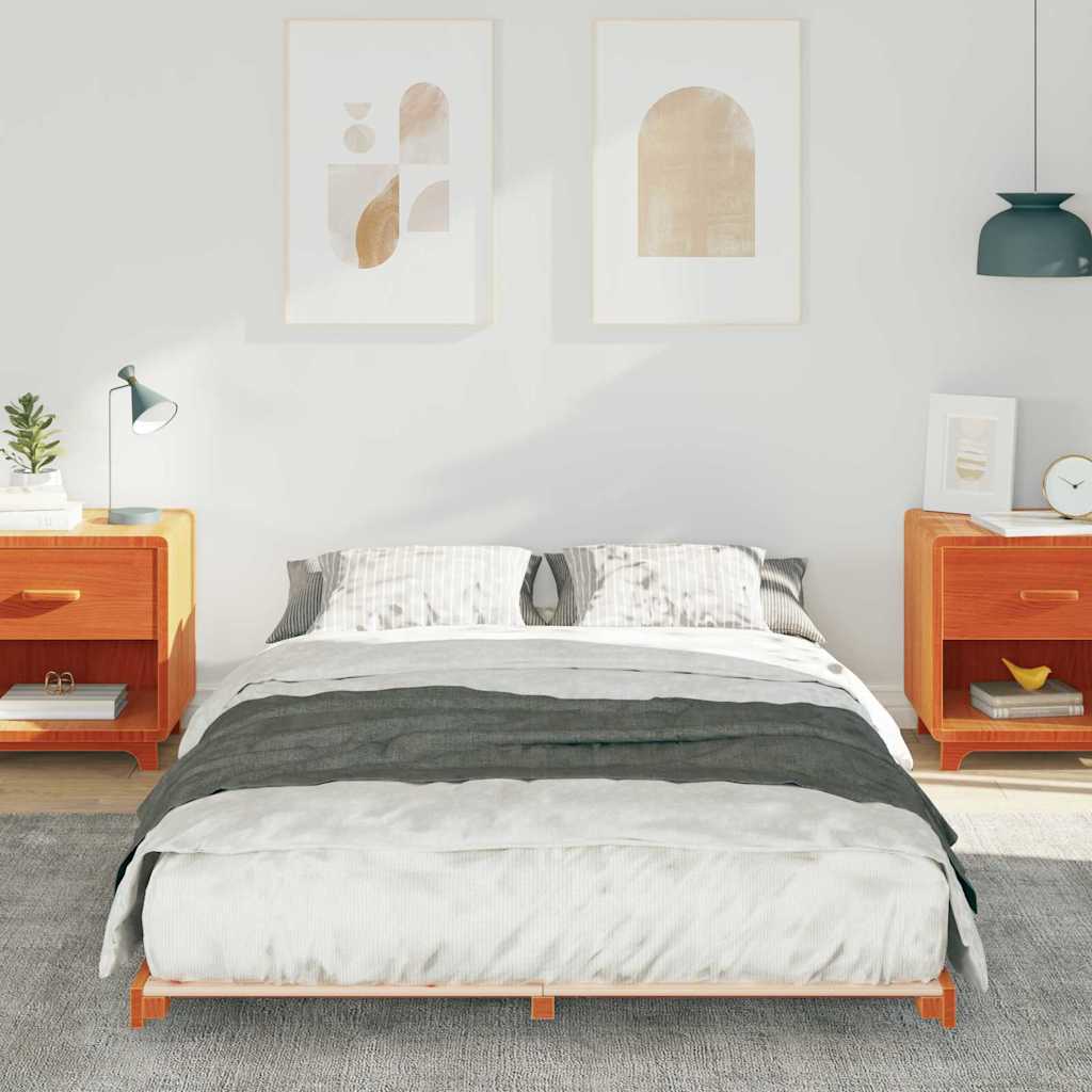 vidaXL Ramka łóżka Woskowy Brąz 140 x 190 cm Lite drewno sosnowe