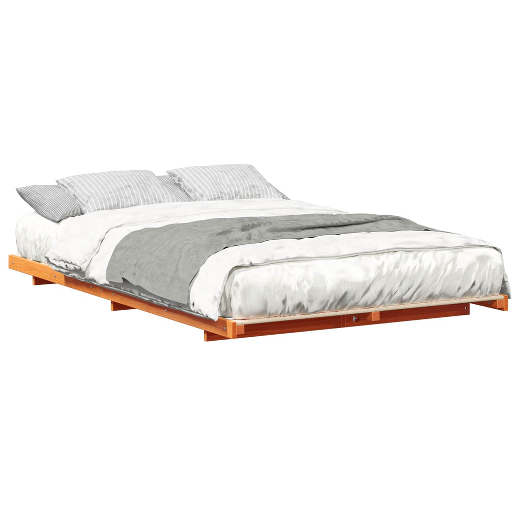 vidaXL Ramka łóżka Woskowy Brąz 140 x 190 cm Lite drewno sosnowe