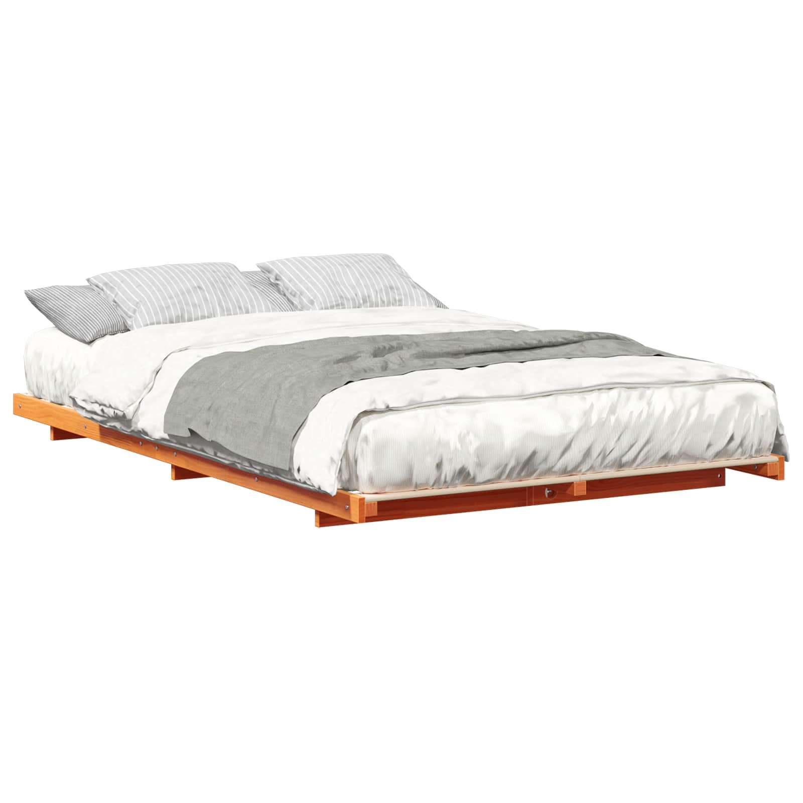 vidaXL Ramka łóżka Woskowy Brąz 140 x 190 cm Lite drewno sosnowe