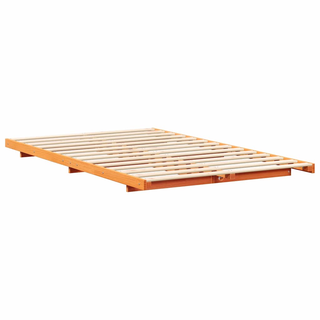 vidaXL Ramka łóżka Woskowy Brąz 140 x 190 cm Lite drewno sosnowe