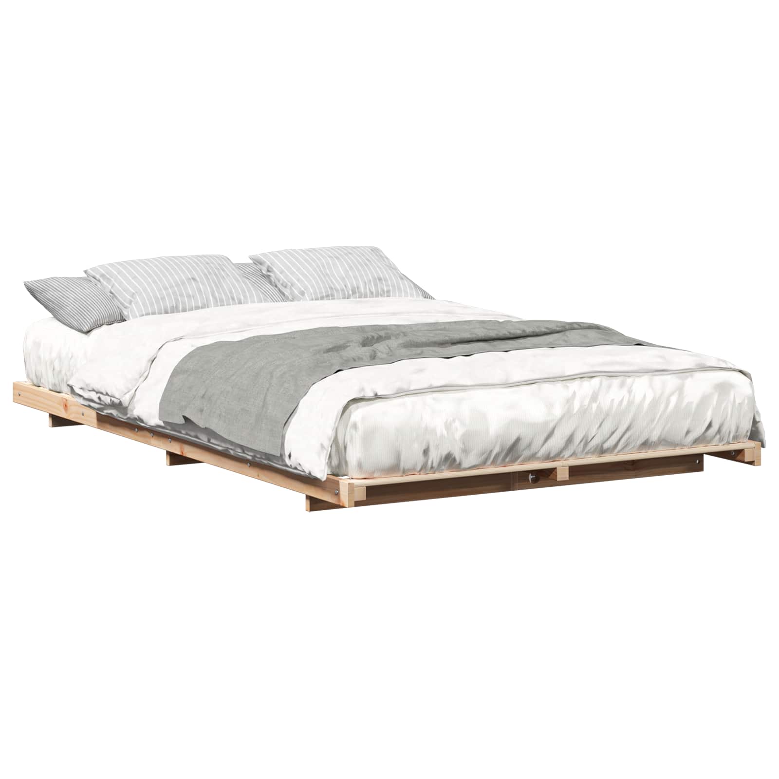 vidaXL Ramka łóżka Brązowy 135 x 190 cm Lite drewno sosnowe