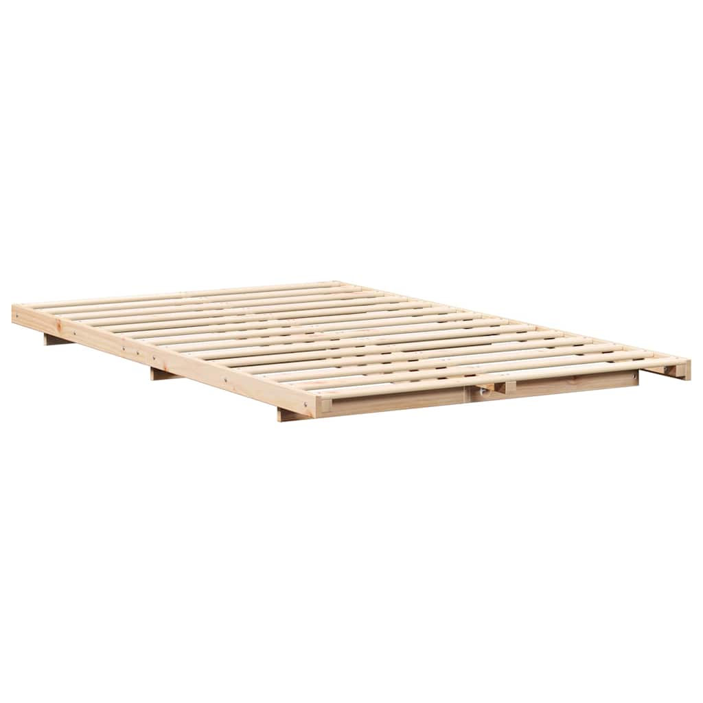 vidaXL Ramka łóżka Brązowy 135 x 190 cm Lite drewno sosnowe