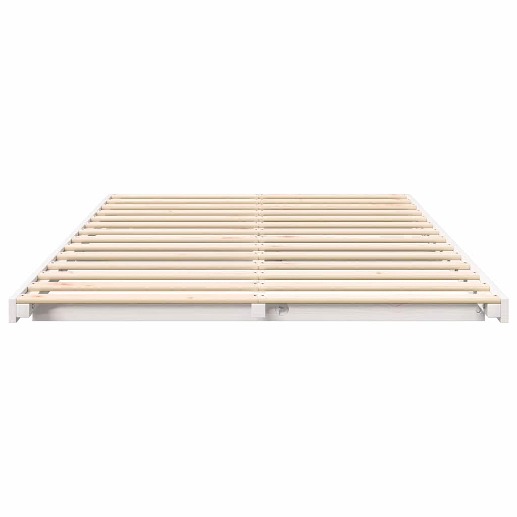 vidaXL Ramka łóżka Biały 135 x 190 cm Lite drewno sosnowe