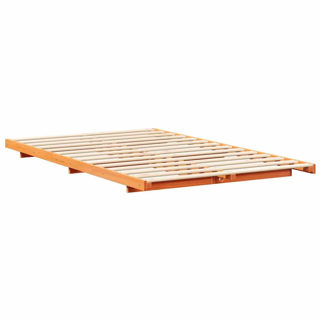 vidaXL Ramka łóżka Woskowy Brąz 135 x 190 cm Lite drewno sosnowe