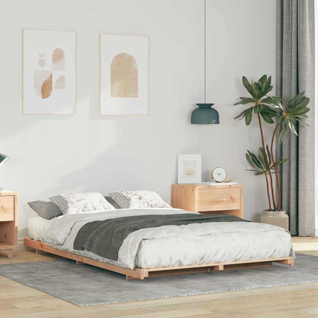 vidaXL Ramka łóżka Brązowy 120 x 190 cm Lite drewno sosnowe