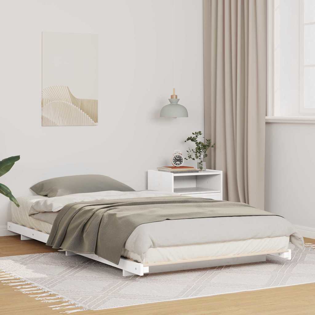 vidaXL Ramka łóżka Biały 100 x 200 cm Lite drewno sosnowe