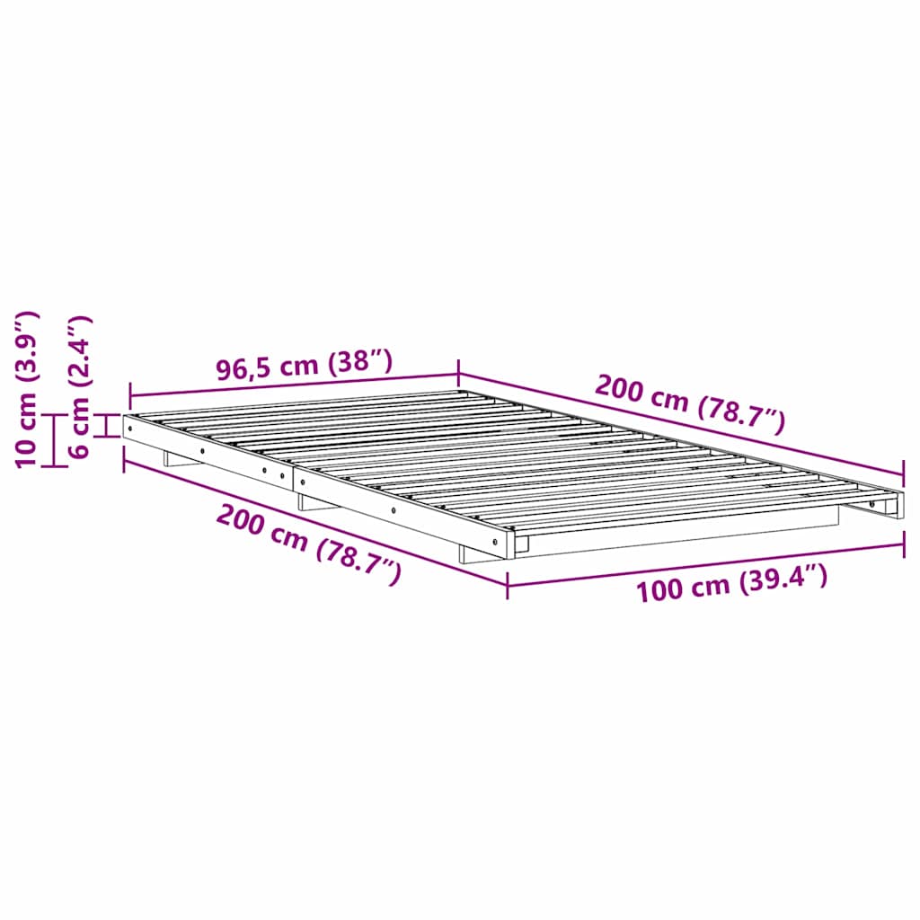 vidaXL Ramka łóżka Biały 100 x 200 cm Lite drewno sosnowe