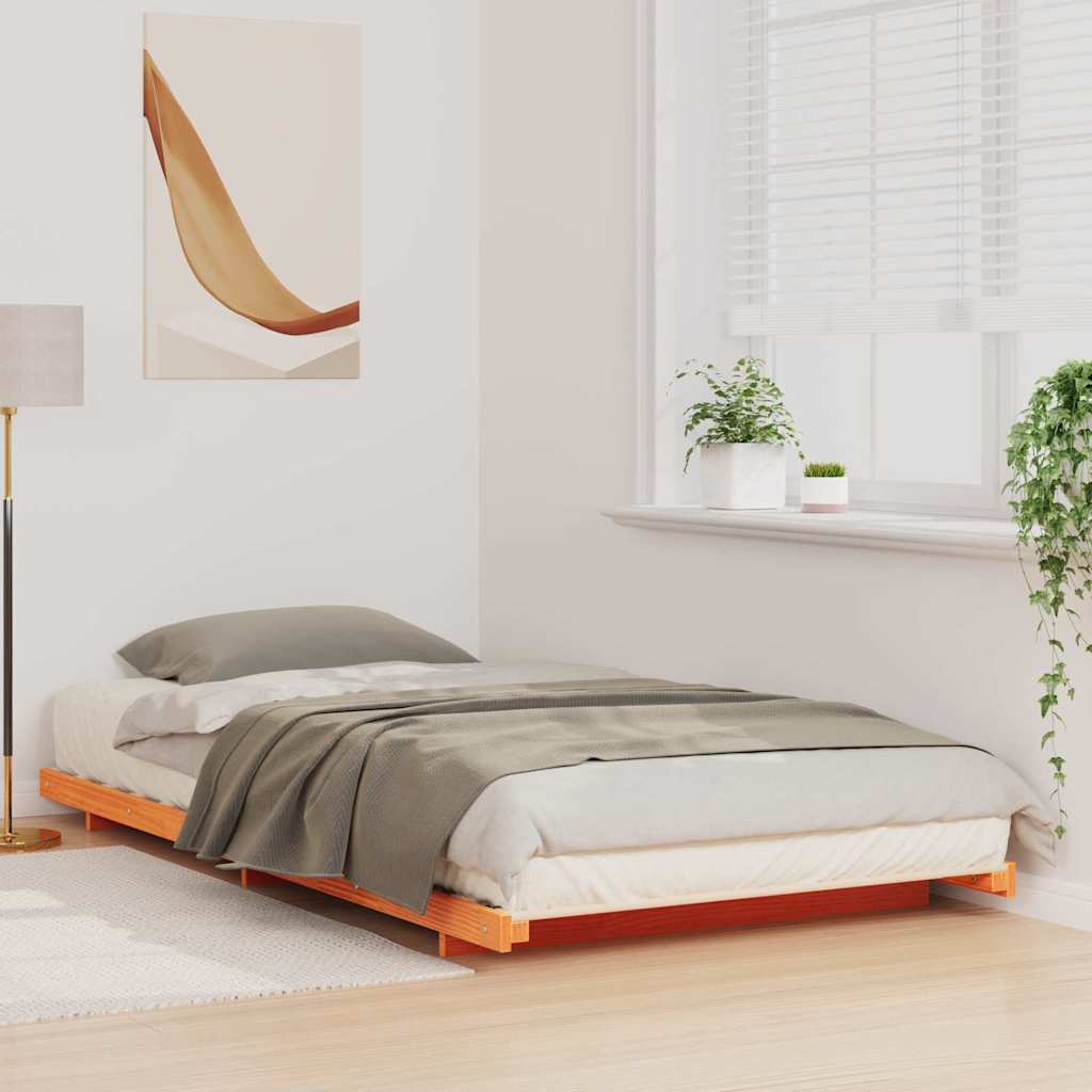 vidaXL Ramka łóżka Woskowy Brąz 80 x 200 cm Lite drewno sosnowe
