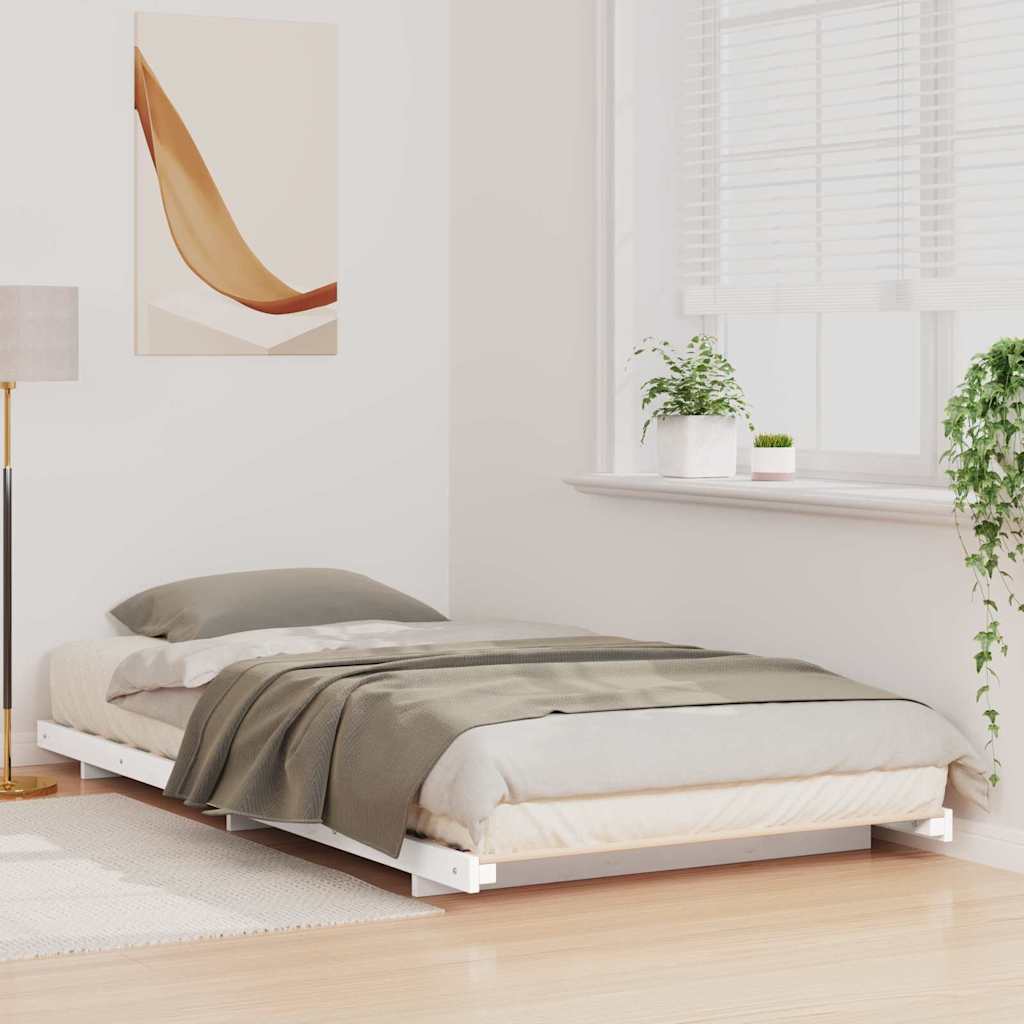 vidaXL Ramka łóżka Biały 90 x 210 cm Lite drewno sosnowe