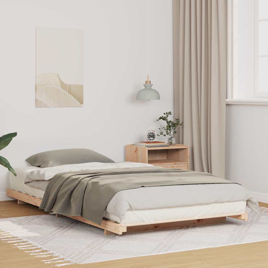 vidaXL Ramka łóżka Brązowy 100 x 210 cm Lite drewno sosnowe