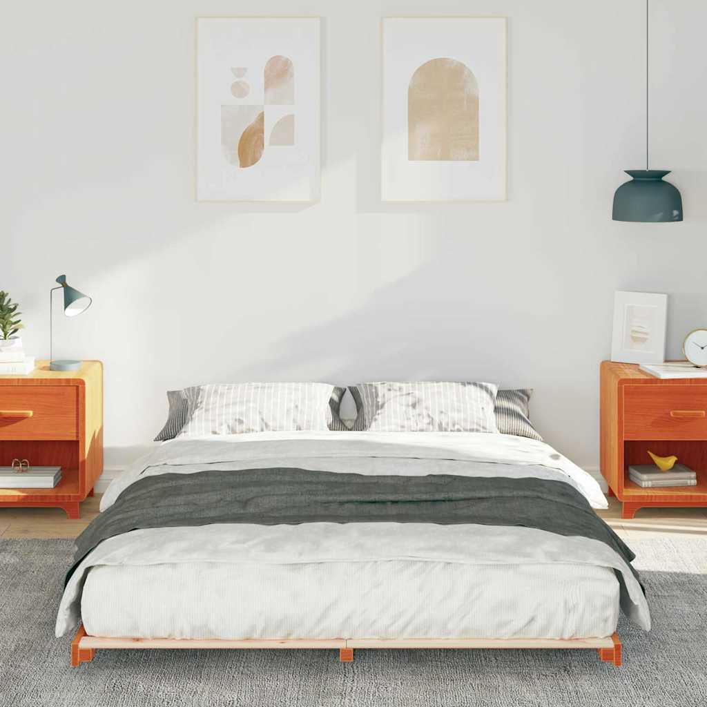 vidaXL Ramka łóżka Woskowy Brąz 140 x 210 cm Lite drewno sosnowe
