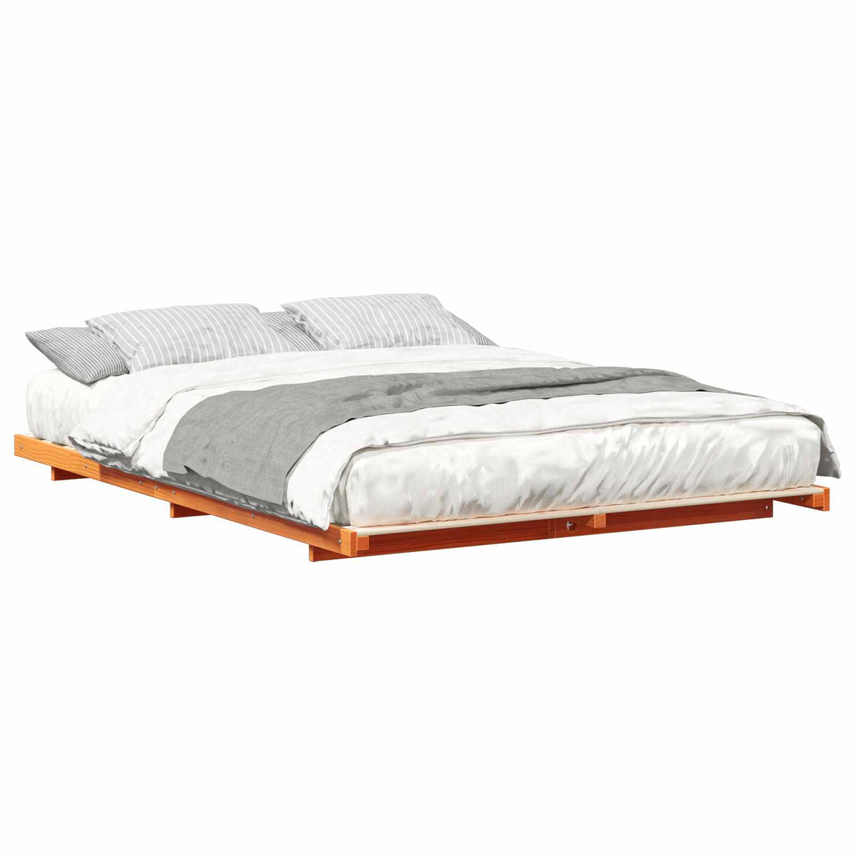 vidaXL Ramka łóżka Woskowy Brąz 140 x 210 cm Lite drewno sosnowe