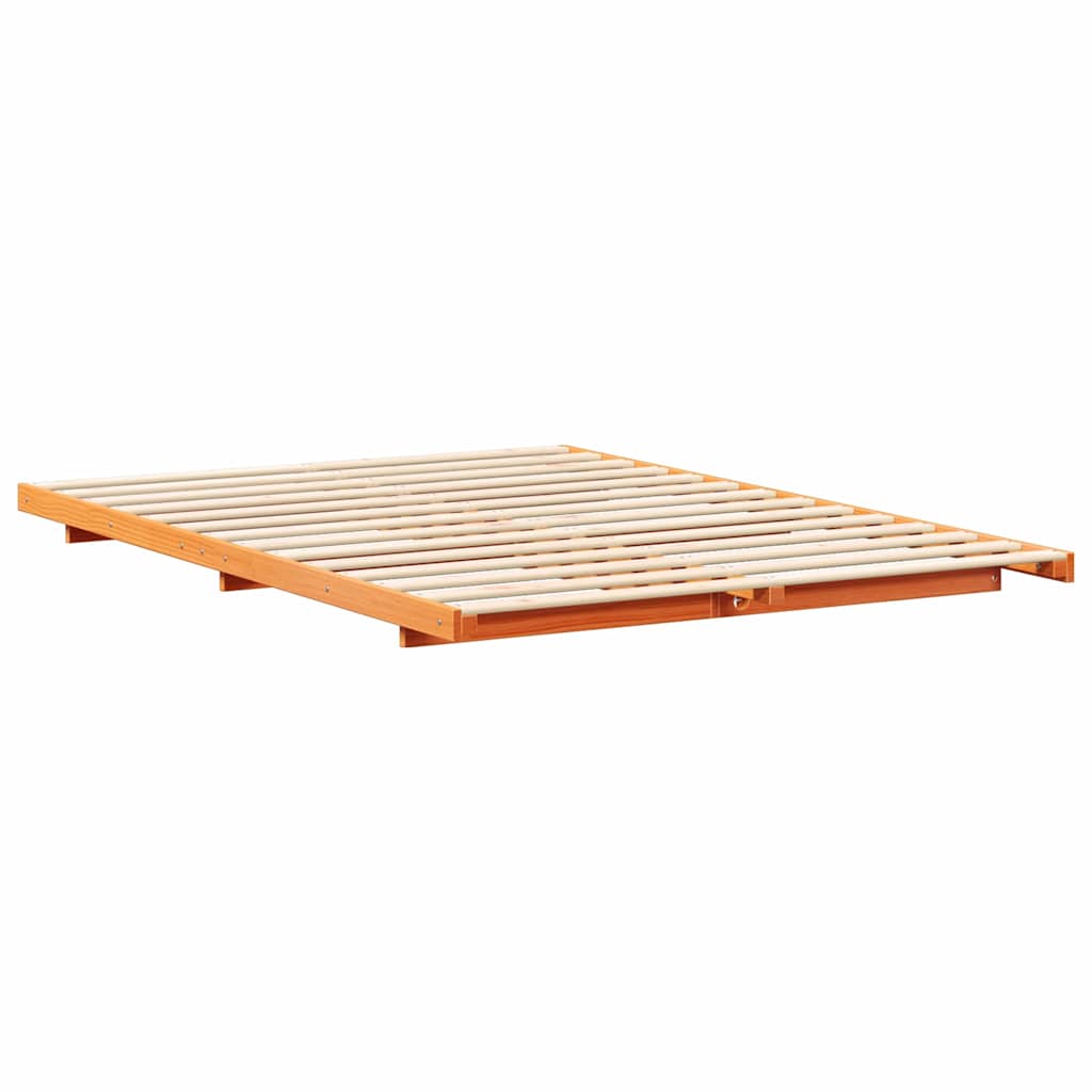 vidaXL Ramka łóżka Woskowy Brąz 140 x 210 cm Lite drewno sosnowe