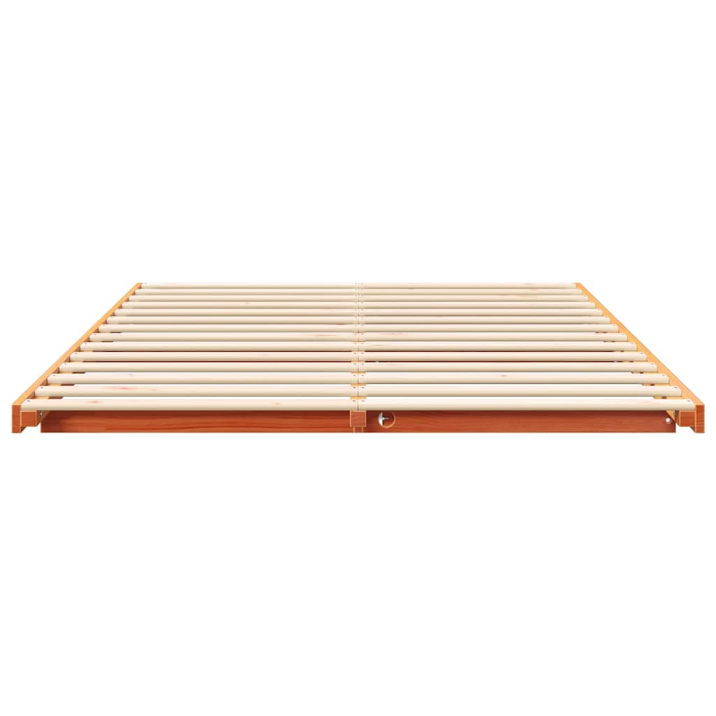 vidaXL Ramka łóżka Woskowy Brąz 140 x 210 cm Lite drewno sosnowe