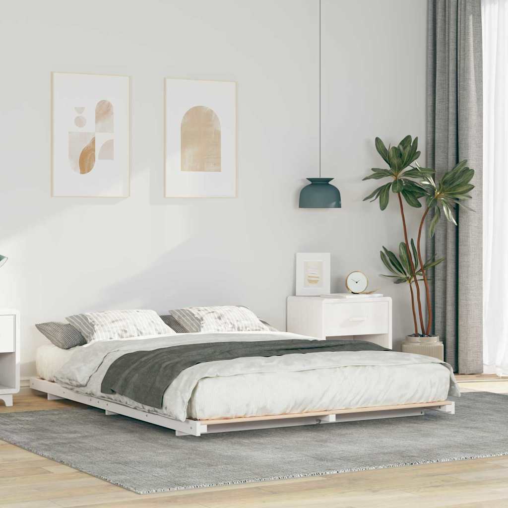 vidaXL Ramka łóżka Biały 160 x 210 cm Lite drewno sosnowe