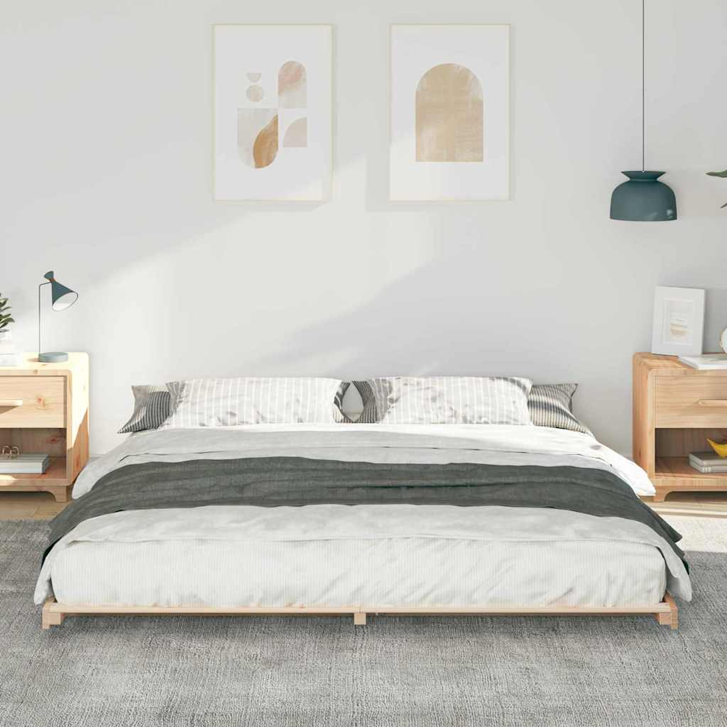 vidaXL Ramka łóżka Brązowy 200 x 210 cm Lite drewno sosnowe