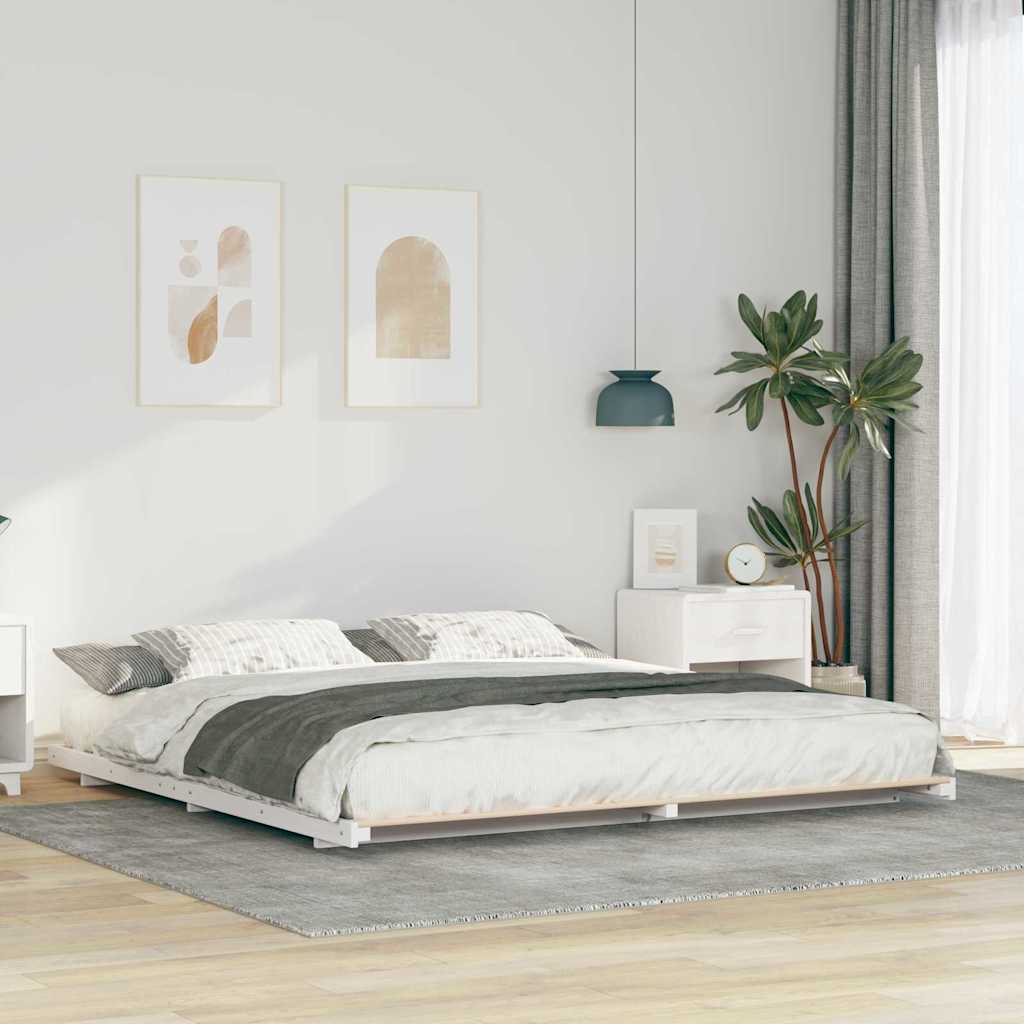 vidaXL Ramka łóżka Biały 200 x 210 cm Lite drewno sosnowe