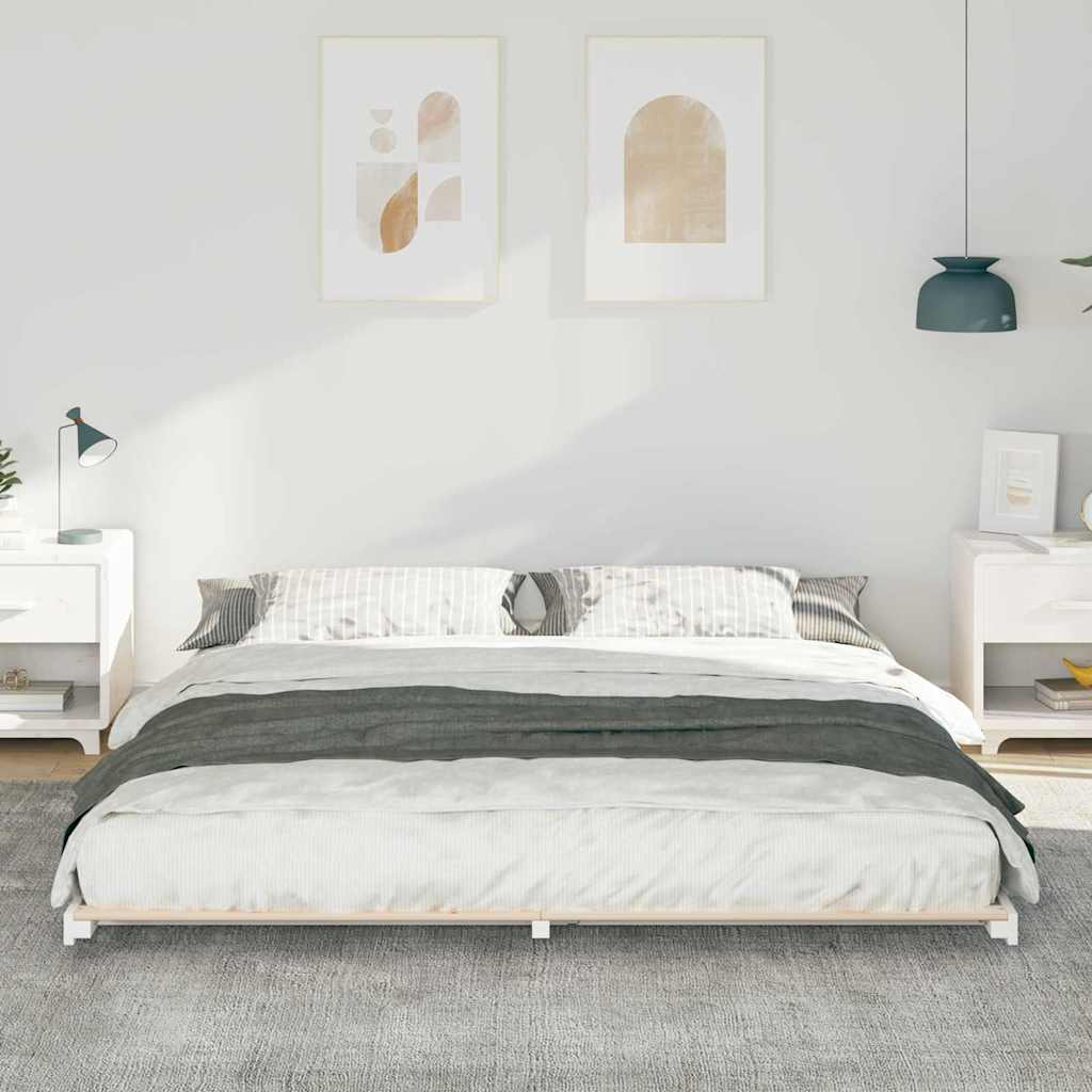 vidaXL Ramka łóżka Biały 200 x 210 cm Lite drewno sosnowe