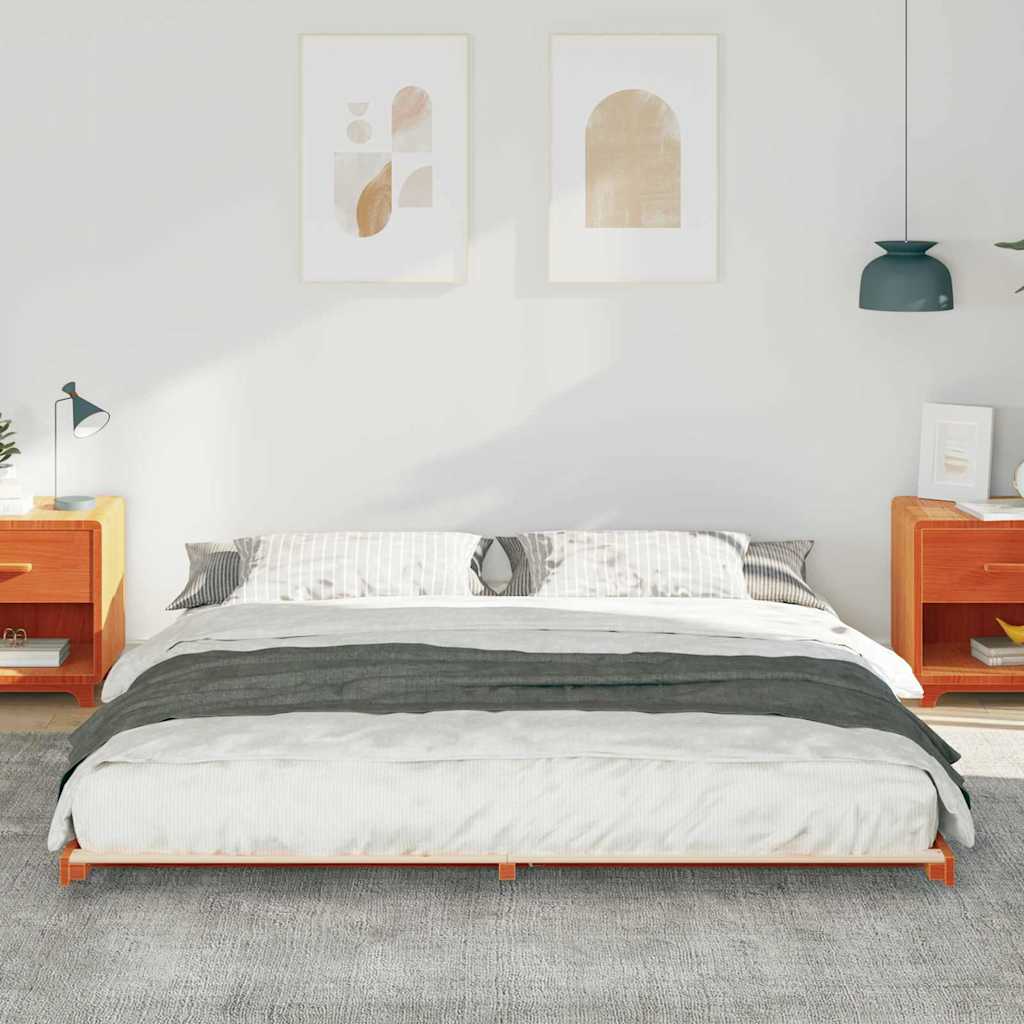 vidaXL Ramka łóżka Woskowy Brąz 200 x 210 cm Lite drewno sosnowe