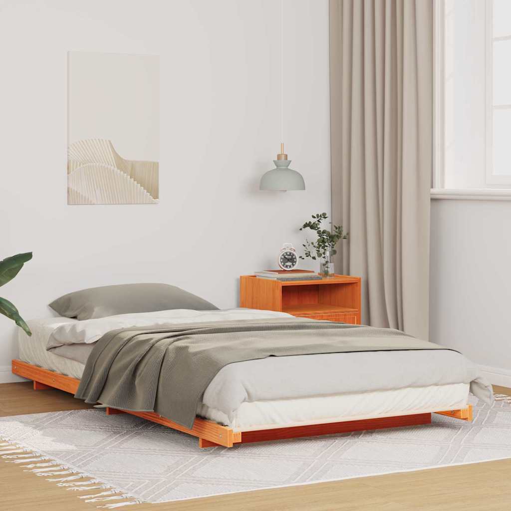 vidaXL Ramka łóżka Woskowy Brąz 90 x 220 cm Lite drewno sosnowe