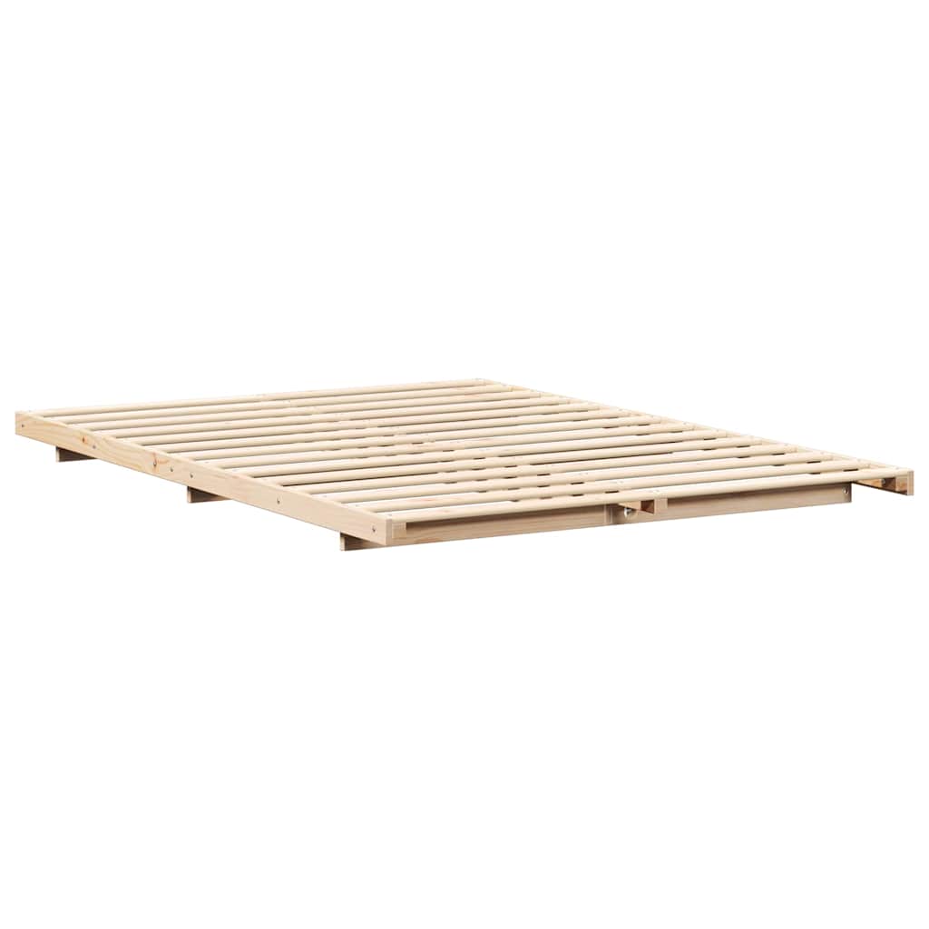 vidaXL Ramka łóżka Brązowy 140 x 220 cm Lite drewno sosnowe