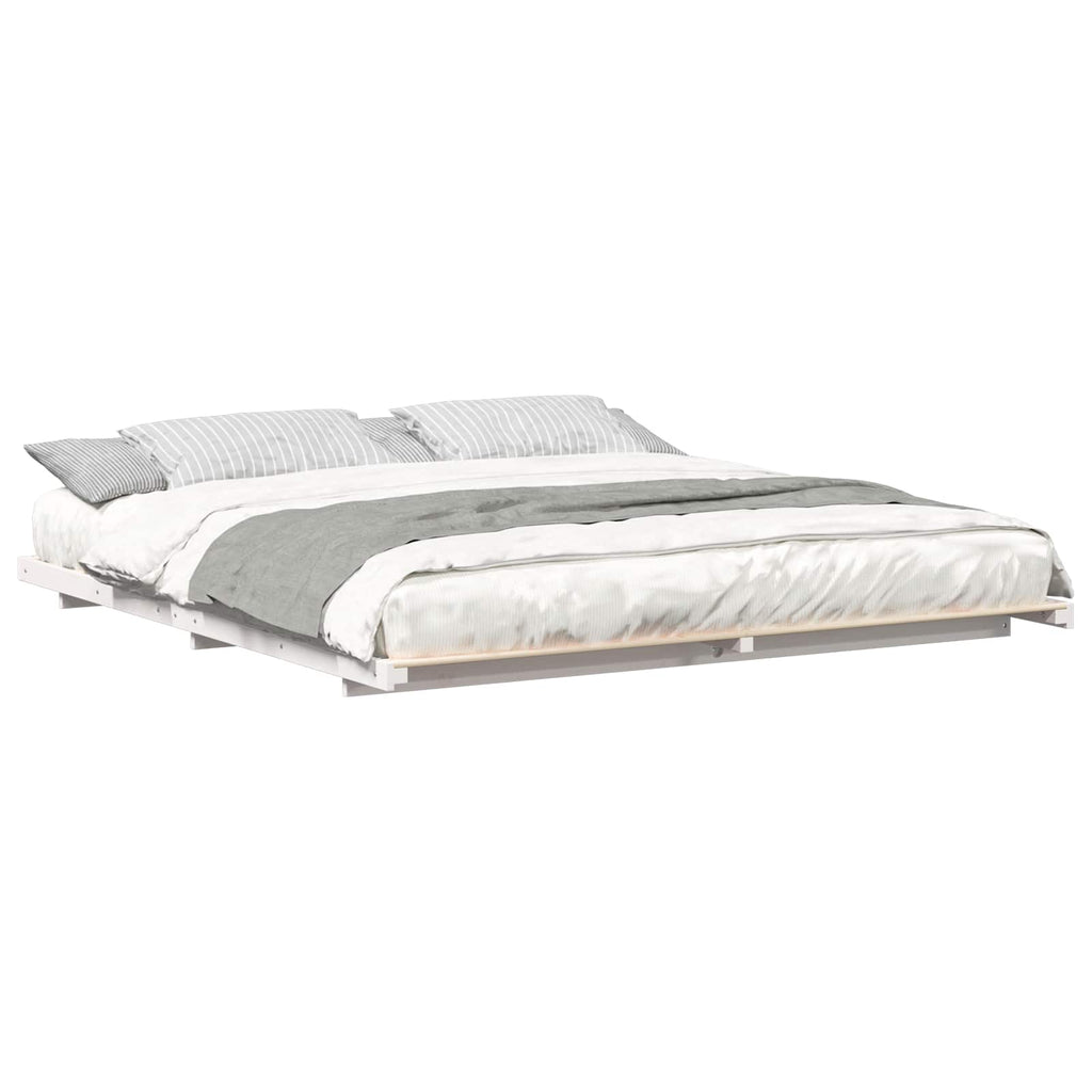 vidaXL Ramka łóżka Biały 200 x 220 cm Lite drewno sosnowe