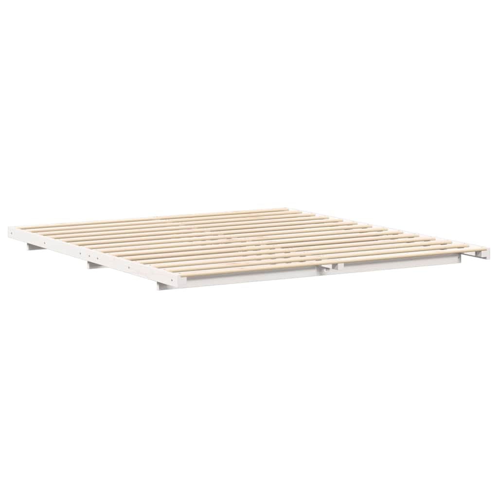 vidaXL Ramka łóżka Biały 200 x 220 cm Lite drewno sosnowe