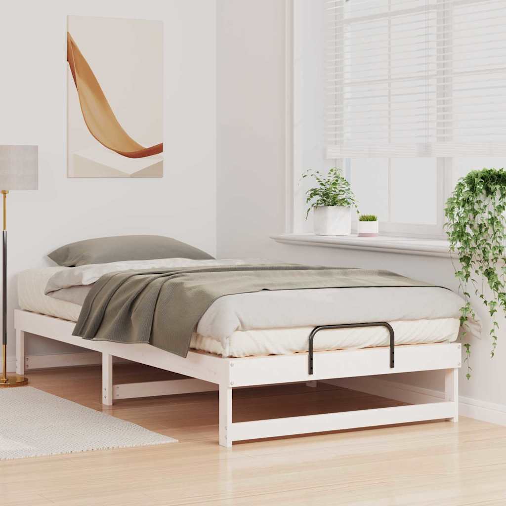 vidaXL Ramka łóżka Biały 100 x 200 cm Lite drewno sosnowe